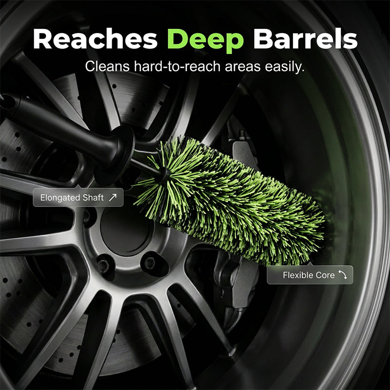 Wheel Barrel Cleaning Brush – Deep Reach Microfiber for Rims