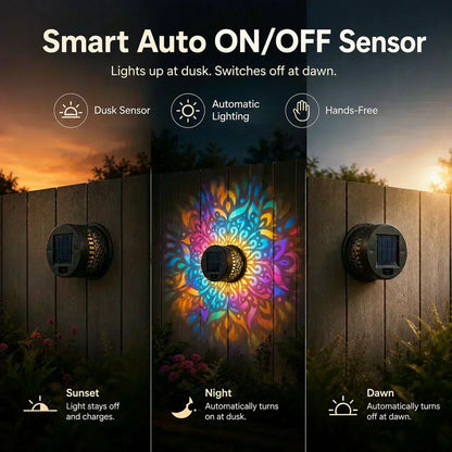 50% OFF NOW! Solar Mandala Light – Stunning Pattern Projection, 2-in-1 Floor & Wall Design & IP65 Waterproof Auto On/Off