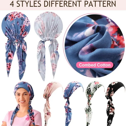 Women's Floral Print Pre-Tied Head Scarf Turban – Soft, Elastic, Versatile