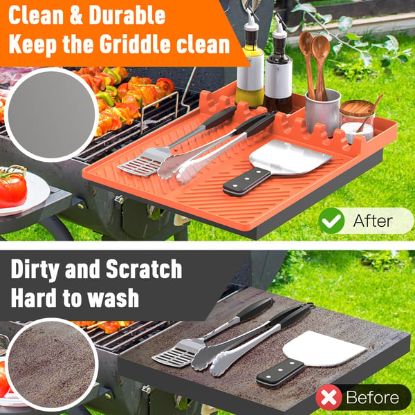 50% Off! Silicone Grill Side Shelf Mat – Heat Resistant BBQ Tool Organizerder voor Keuken & Barbecue