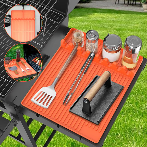 50% Off! Silicone Grill Side Shelf Mat – Heat Resistant BBQ Tool Organizerder voor Keuken & Barbecue