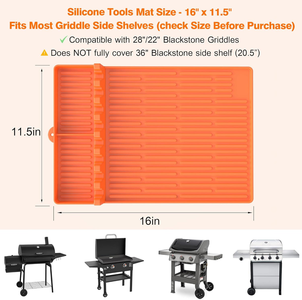 50% Off! Silicone Grill Side Shelf Mat – Heat Resistant BBQ Tool Organizerder voor Keuken & Barbecue