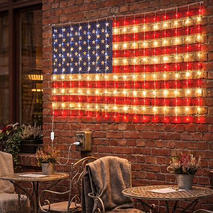 Patriotic Flag Net Lights – USB, Waterproof, 50,000-Hour