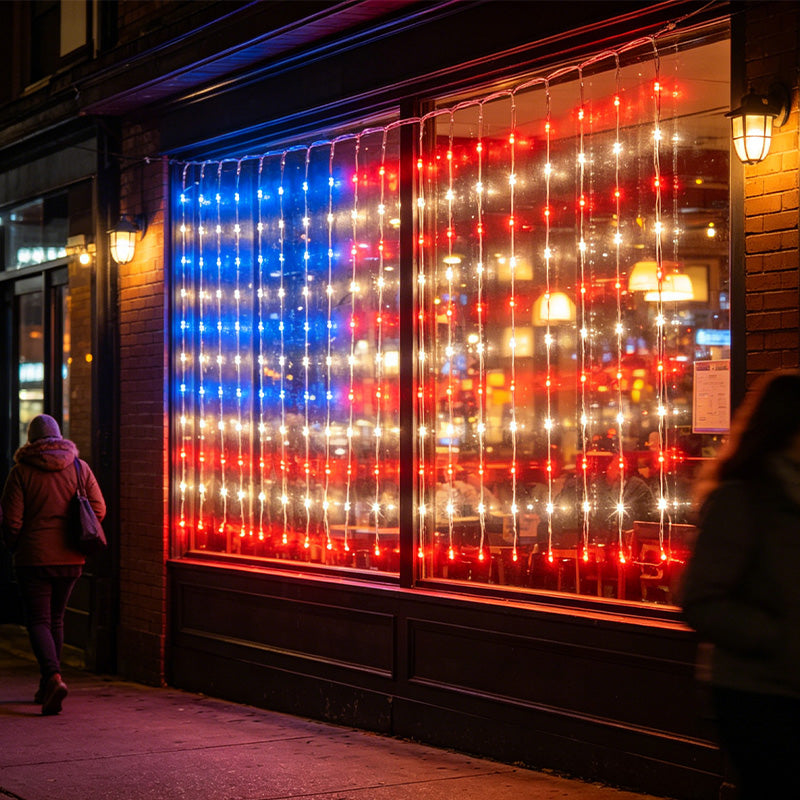 Patriotic Flag Net Lights – USB, Waterproof, 50,000-Hour