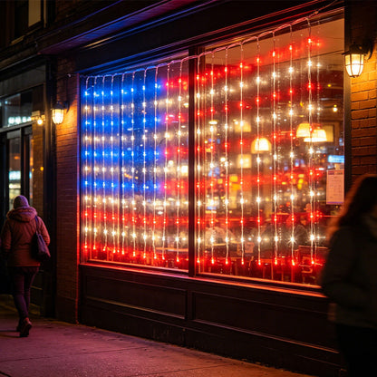 Patriotic Flag Net Lights – USB, Waterproof, 50,000-Hour