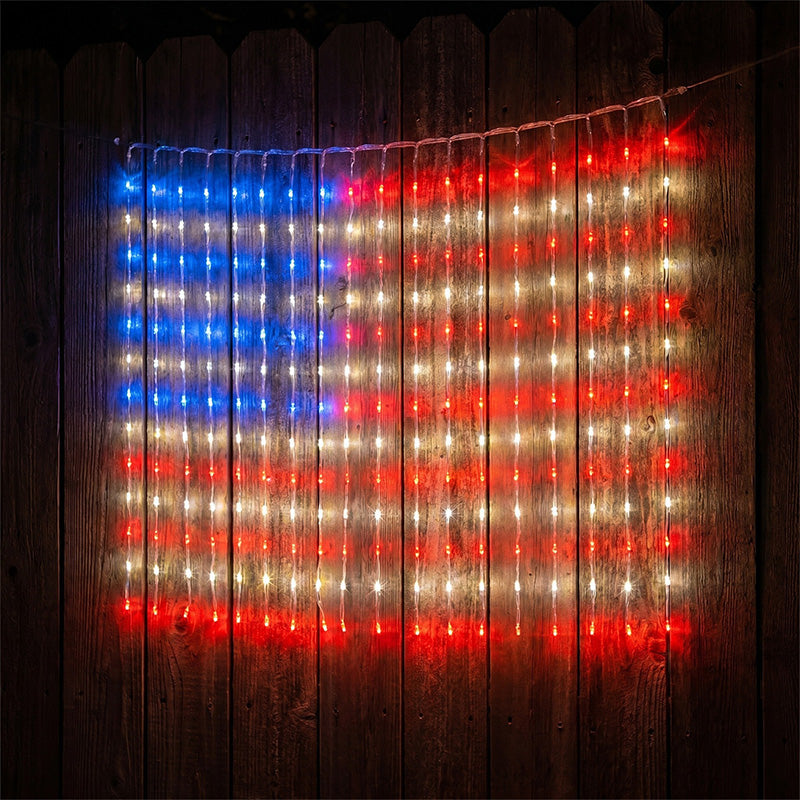 Patriotic Flag Net Lights – USB, Waterproof, 50,000-Hour