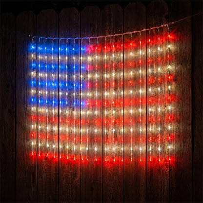 Patriotic Flag Net Lights – USB, Waterproof, 50,000-Hour