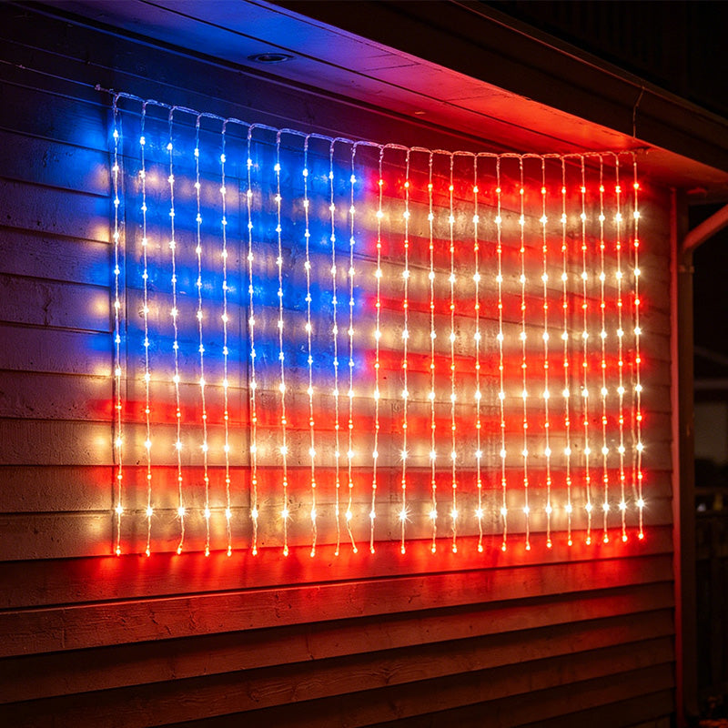 Patriotic Flag Net Lights – USB, Waterproof, 50,000-Hour