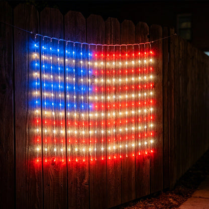 Patriotic Flag Net Lights – USB, Waterproof, 50,000-Hour