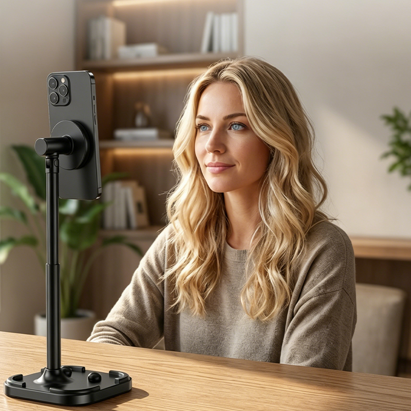 50K+ SOLD!Magnetic Overhead Phone Stand – 360° Rotation, Height Adjustable for Cooking & Crafting Videos