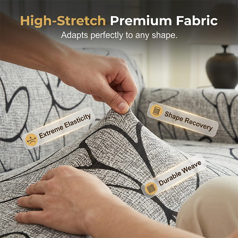 High-Stretch Sofa Slipcover – Ruffled Hem & Full Protection