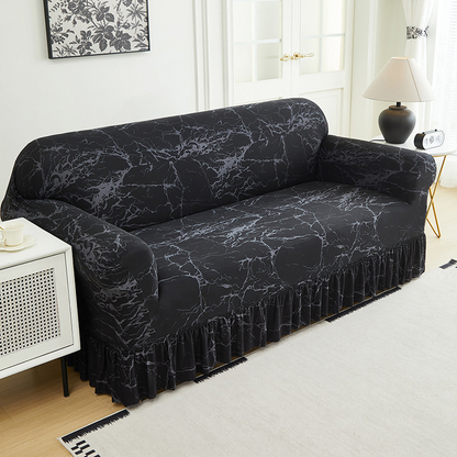 High-Stretch Sofa Slipcover – Ruffled Hem & Full Protection