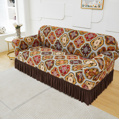 High-Stretch Sofa Slipcover – Ruffled Hem & Full Protection