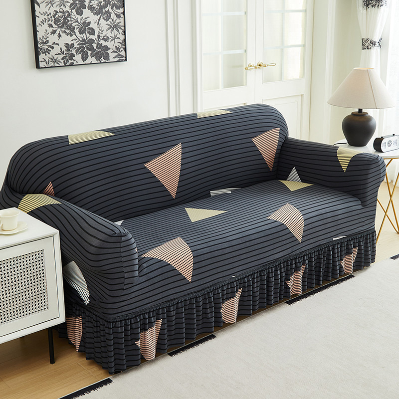 High-Stretch Sofa Slipcover – Ruffled Hem & Full Protection