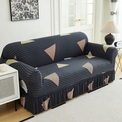 High-Stretch Sofa Slipcover – Ruffled Hem & Full Protection