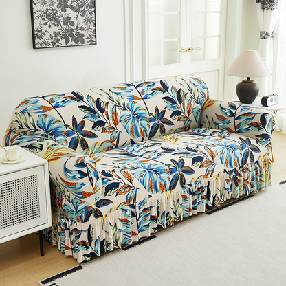 High-Stretch Sofa Slipcover – Ruffled Hem & Full Protection