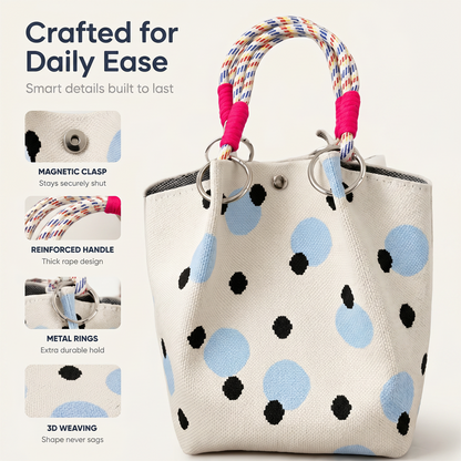 LIMITED-TIME 40% OFF! Cute Polka Dot Handbag for Women – Classic Dot Print, Roomy, Everyday Chic