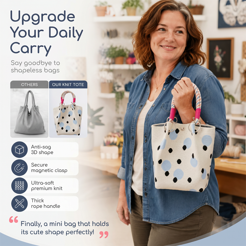 LIMITED-TIME 40% OFF! Cute Polka Dot Handbag for Women – Classic Dot Print, Roomy, Everyday Chic