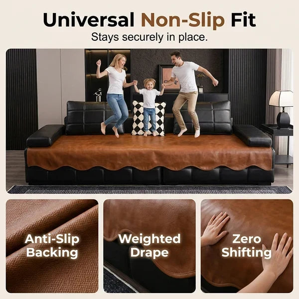 Premium Sofa Seat Protector Waterproof Faux Leather Cover for Everyday Protection