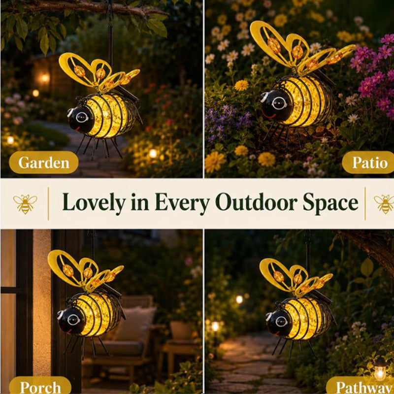 Limited-Time 50% OFF | Hanging Solar Bee Light – Warm Amber Glow for Garden Nights