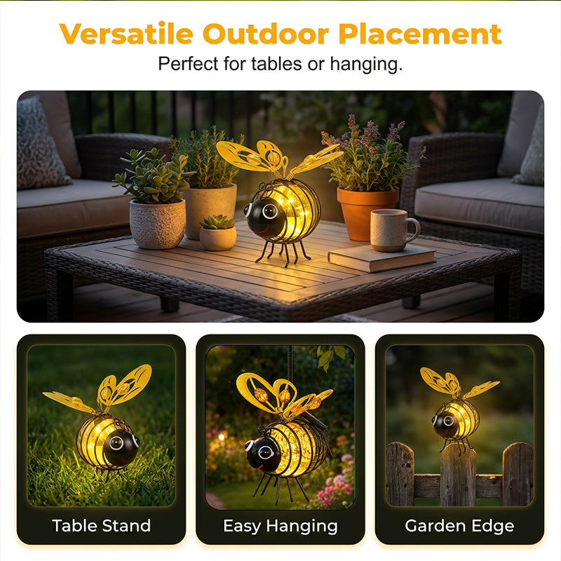 Limited-Time 50% OFF | Hanging Solar Bee Light – Warm Amber Glow for Garden Nights