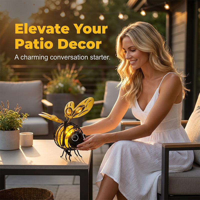 Limited-Time 50% OFF | Hanging Solar Bee Light – Warm Amber Glow for Garden Nights