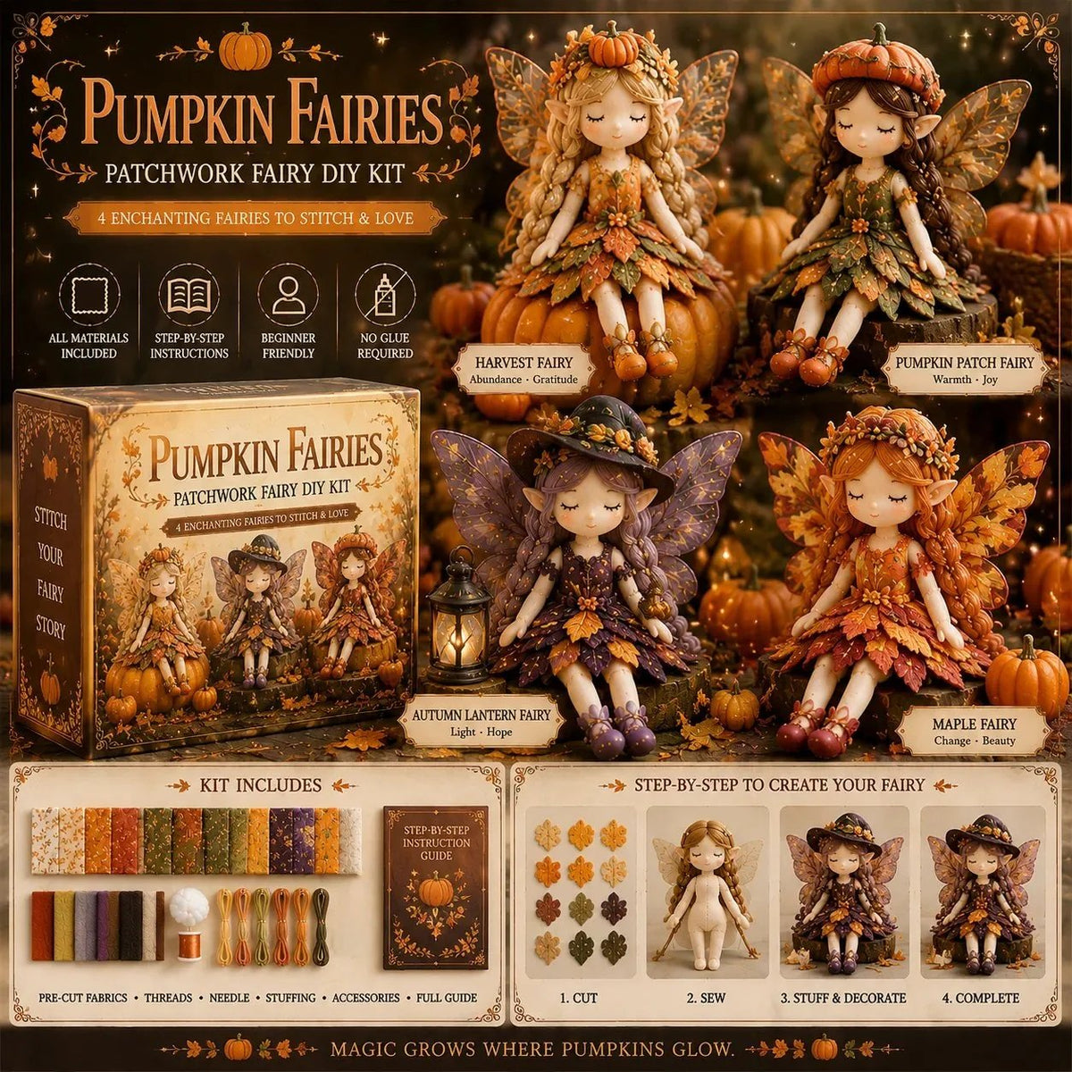 Fairy Patchwork DIY Sewing Kit Collection – Create Your Own Magical Doll