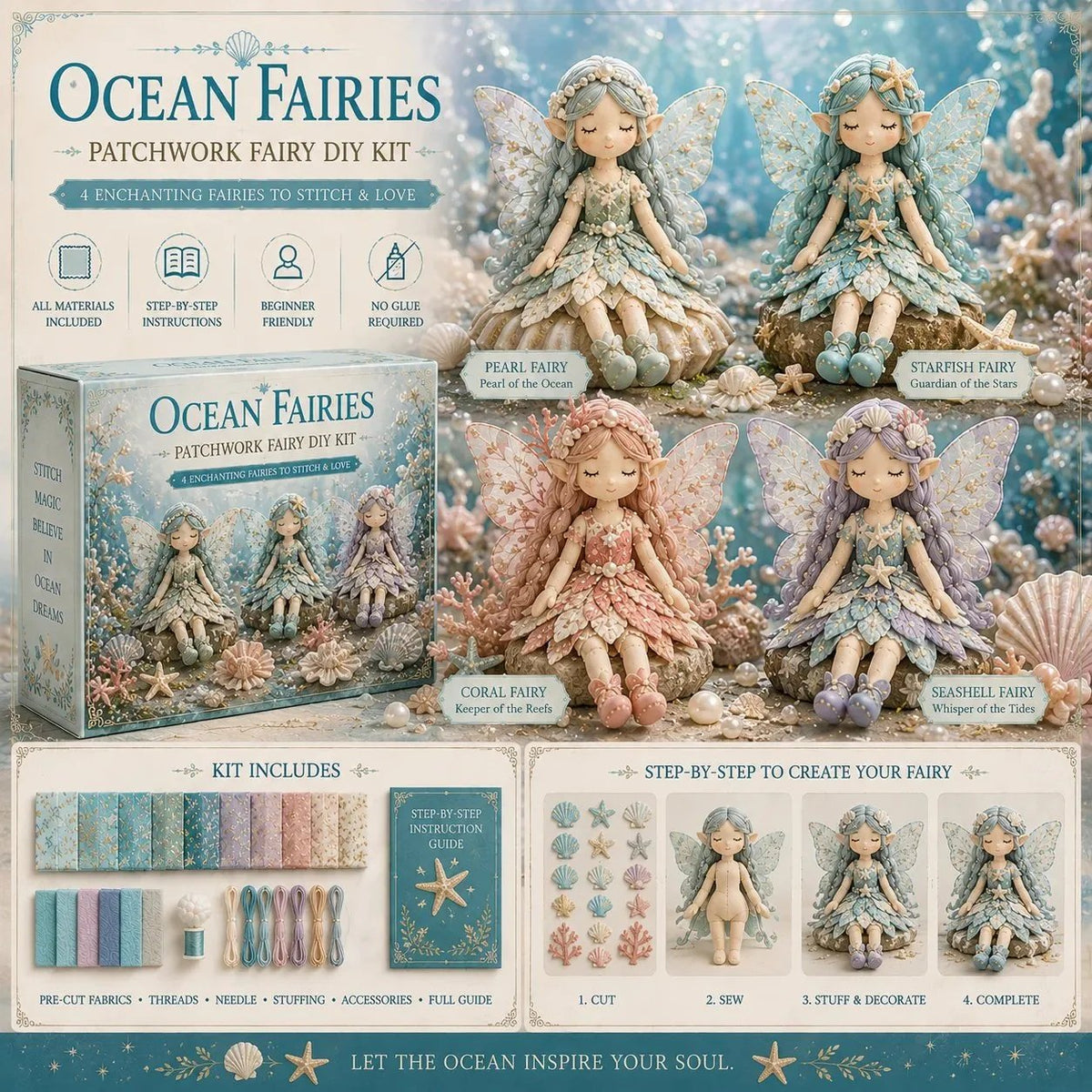 Fairy Patchwork DIY Sewing Kit Collection – Create Your Own Magical Doll