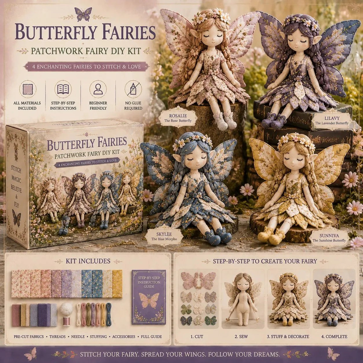 Fairy Patchwork DIY Sewing Kit Collection – Create Your Own Magical Doll