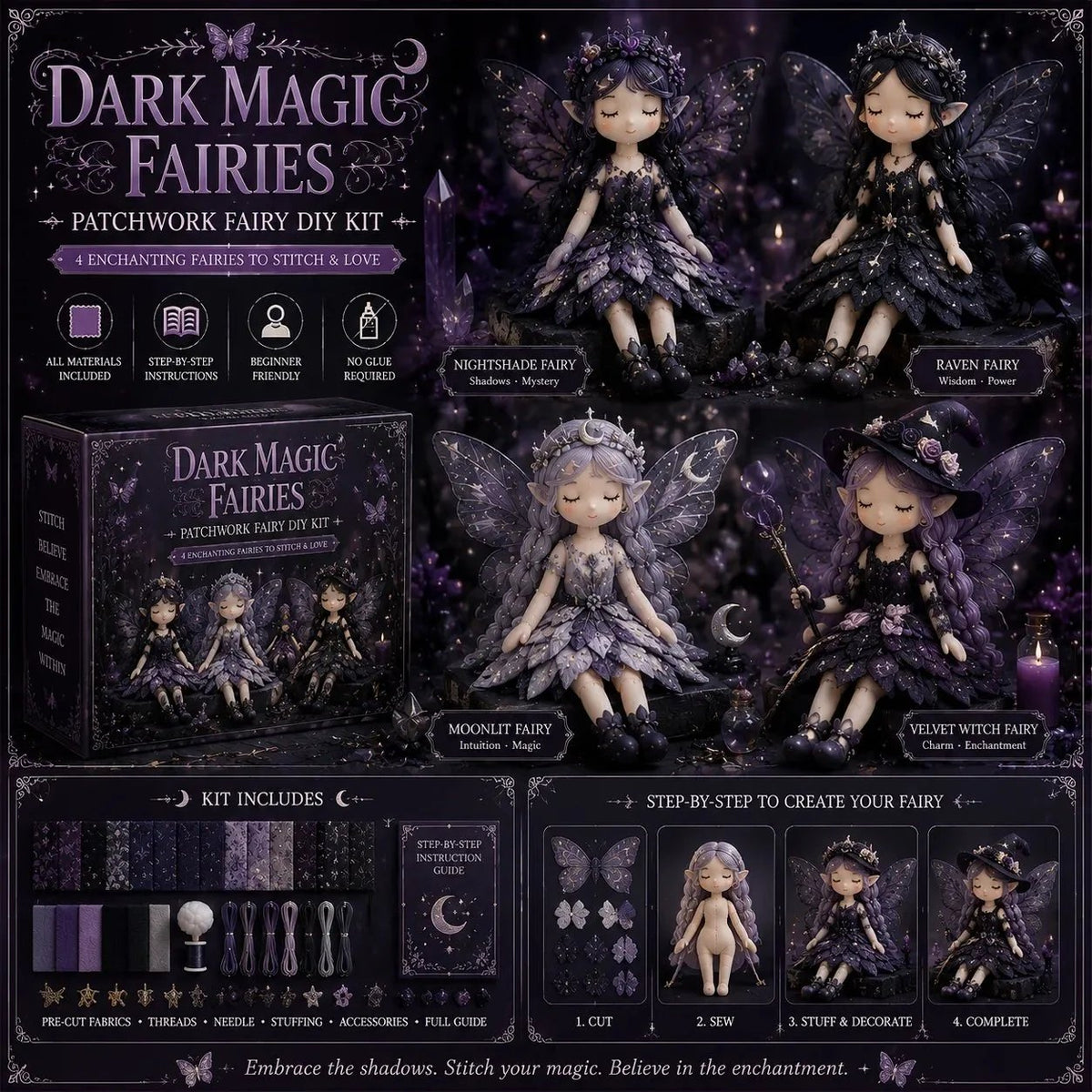 Fairy Patchwork DIY Sewing Kit Collection – Create Your Own Magical Doll