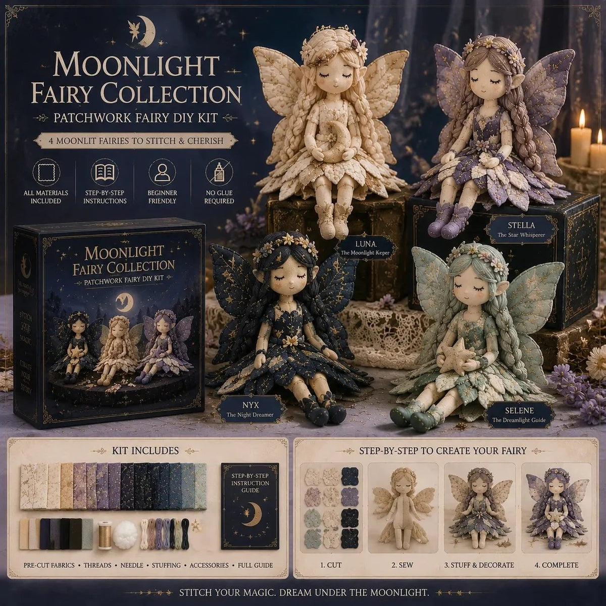 Fairy Patchwork DIY Sewing Kit Collection – Create Your Own Magical Doll