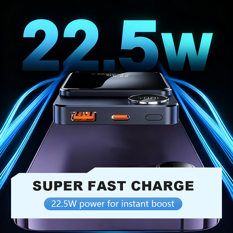 Professional Magnetic Charger for Travelers & Professionals | 22.5W Wired & 15W Wireless | 10,000 mAh | Fast Delivery