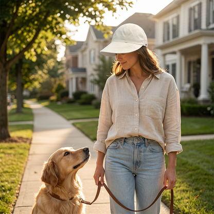 LAST DAY SALE: ONLY ￡6.99!!Women’s UPF 50+ Elegant Foldable Sun Hat – Wide-Brim Cotton Bucket Hat with Neck Flap & Adjustable Strap | Packable, Breathable & Beach-Ready