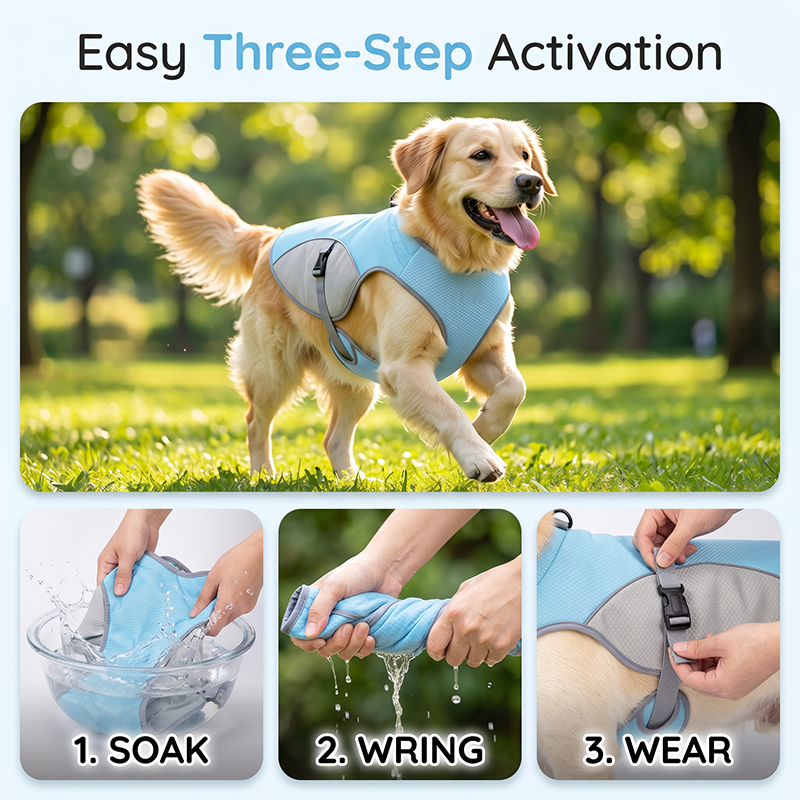 Dog Cooling Vest Harness For Summer – perfect for walks, beach or travel