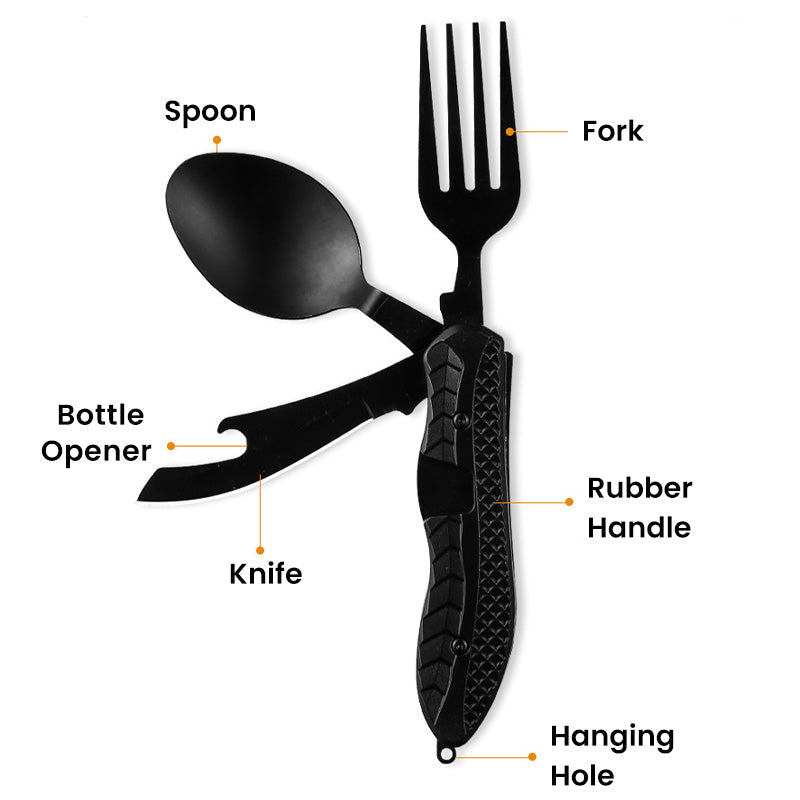 Surprise 50% off！Must-have for outdoor trips 4-In-1 Outdoor Folding Multifunctional Tableware