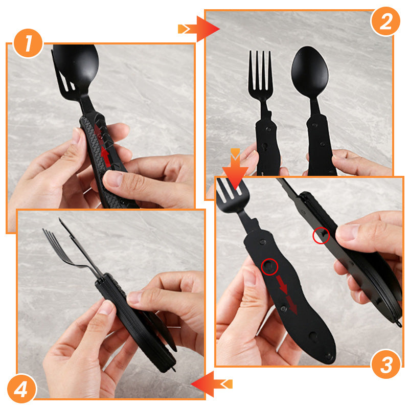 Surprise 50% off！Must-have for outdoor trips 4-In-1 Outdoor Folding Multifunctional Tableware