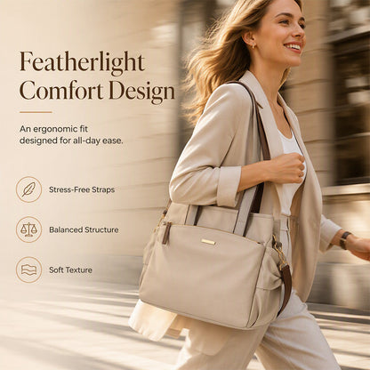 50% OFF !! Casual Canvas Tote Bag with Pleated Side Pockets for Women