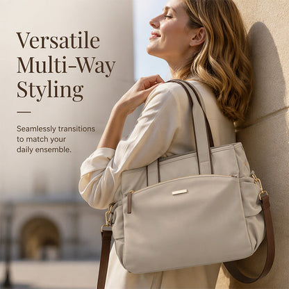 50% OFF !! Casual Canvas Tote Bag with Pleated Side Pockets for Women