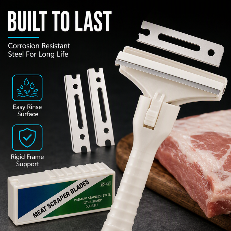 Stainless Steel Meat Scraper – Easy Fat & Fascia Removal Tool for Beef & Pork