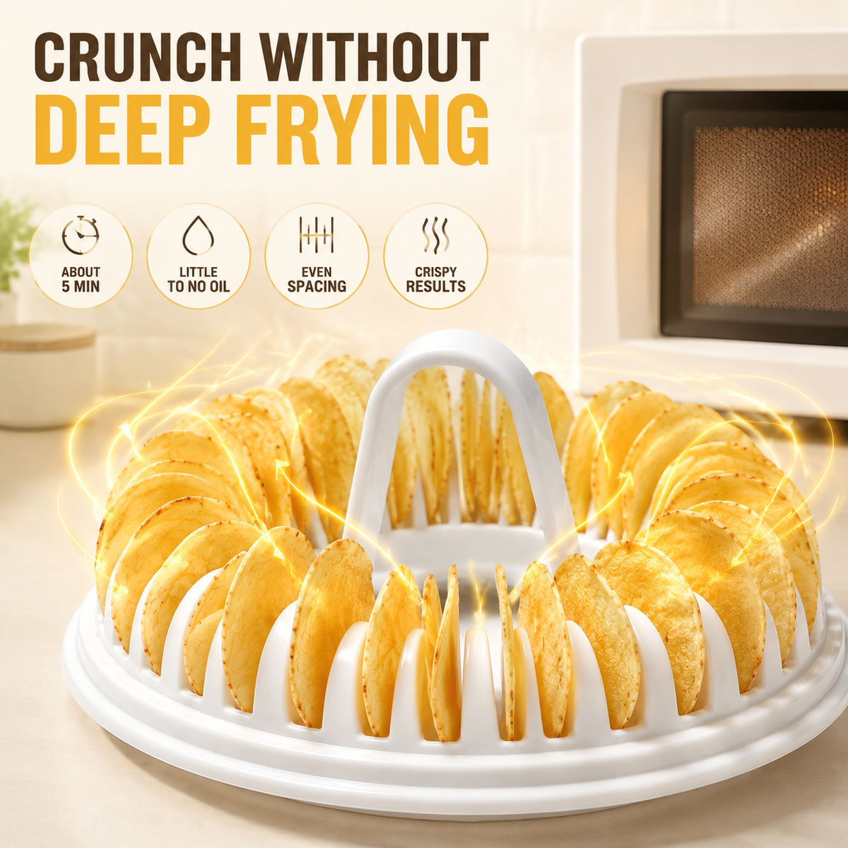 Microwave Potato Chip Maker with Slicer – Oil-Free Snack Kit