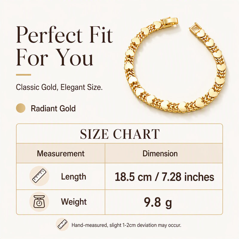 LIMITED‑TIME 50% OFF! Women’s Elegant Heart Link Bracelet – Dainty Romantic Design, Adjustable Chain