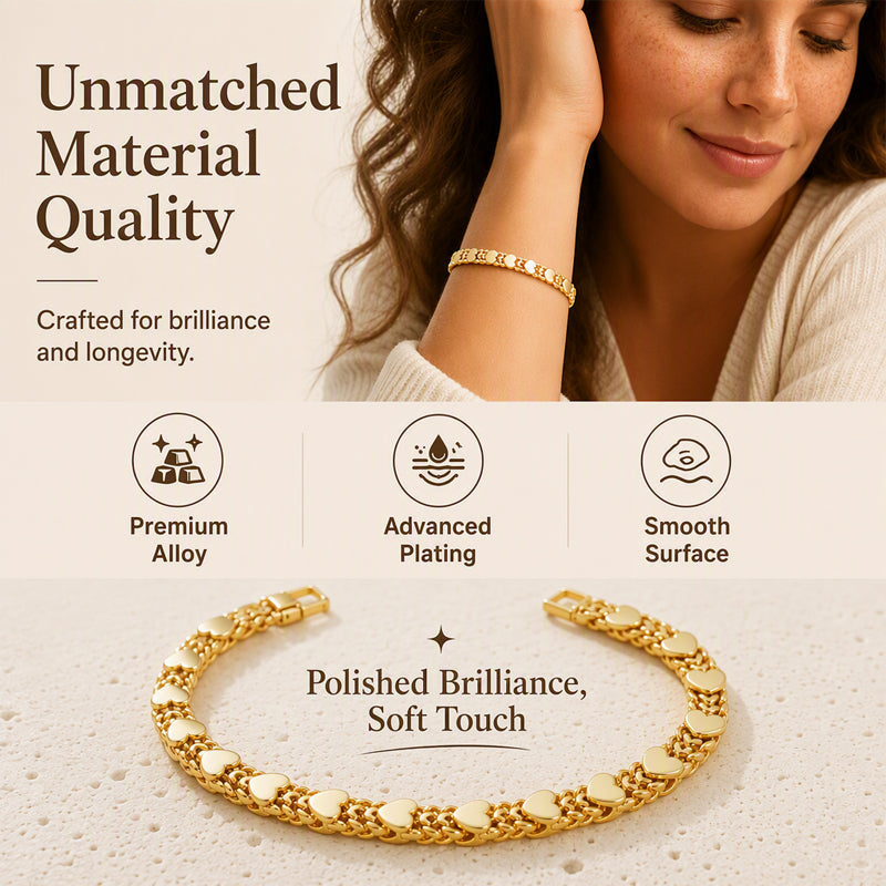 LIMITED‑TIME 50% OFF! Women’s Elegant Heart Link Bracelet – Dainty Romantic Design, Adjustable Chain