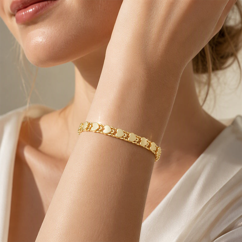 LIMITED‑TIME 50% OFF! Women’s Elegant Heart Link Bracelet – Dainty Romantic Design, Adjustable Chain