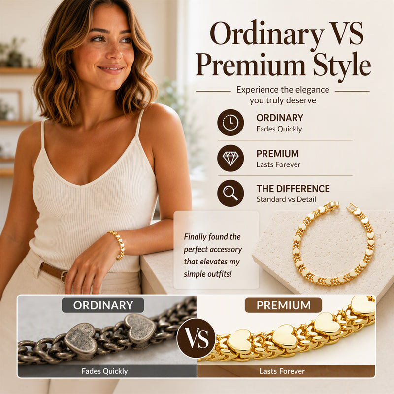 LIMITED‑TIME 50% OFF! Women’s Elegant Heart Link Bracelet – Dainty Romantic Design, Adjustable Chain