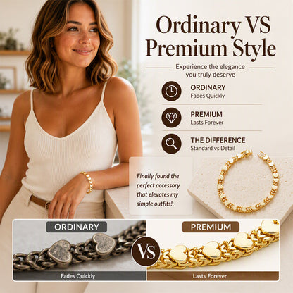LIMITED‑TIME 50% OFF! Women’s Elegant Heart Link Bracelet – Dainty Romantic Design, Adjustable Chain
