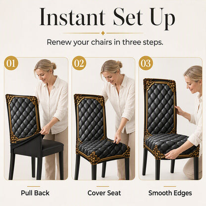 Washable Stretch Chair Cover – Baroque Gilded Print, High‑Density Elastic Fabric