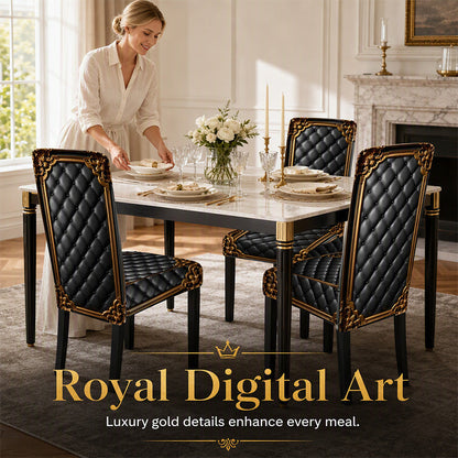 Washable Stretch Chair Cover – Baroque Gilded Print, High‑Density Elastic Fabric