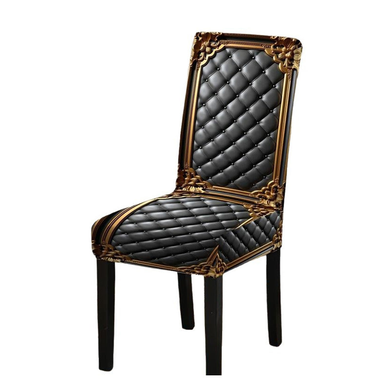 Washable Stretch Chair Cover – Baroque Gilded Print, High‑Density Elastic Fabric