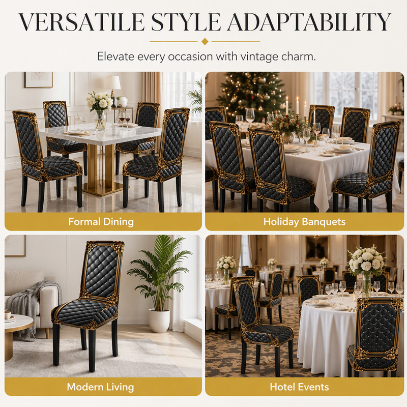 Washable Stretch Chair Cover – Baroque Gilded Print, High‑Density Elastic Fabric