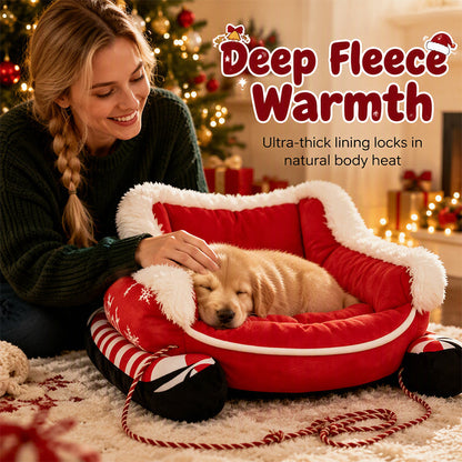 49% OFF !! Christmas Sleigh Pet Bed with Removable Cushion